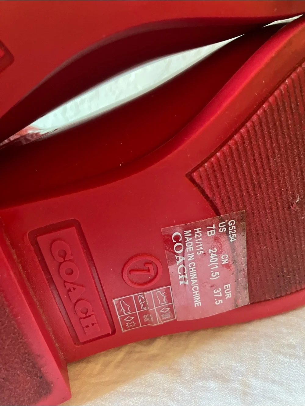 Coach: Red “Candy Apple”Rivington Rain Booties Boots- 7
